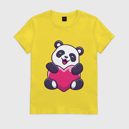 Женская футболка Панда love / Желтый – фото 1