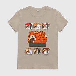 Женская футболка Мопс и роллы