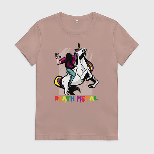 Женская футболка Death Metal Unicorn / Пыльно-розовый – фото 1
