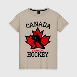 Футболка хлопковая женская Canada Hockey, цвет: миндальный