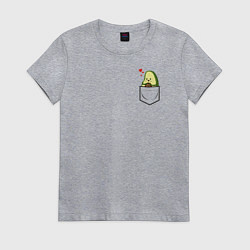 Футболка хлопковая женская Авокадо в кармане, цвет: меланж