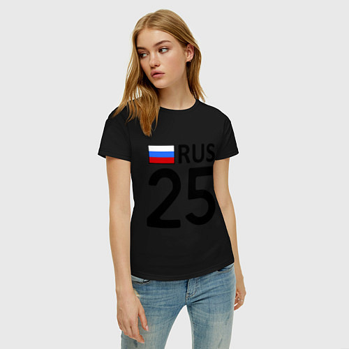 Женская футболка RUS 25 / Черный – фото 3