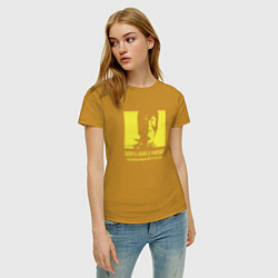 Футболка хлопковая женская VANSAMA OFFICIAL Yellow, цвет: горчичный — фото 2