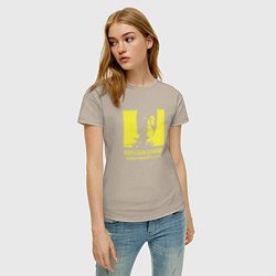 Футболка хлопковая женская VANSAMA OFFICIAL Yellow, цвет: миндальный — фото 2