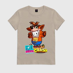 Футболка хлопковая женская Fall Guys CRASH лис, цвет: миндальный