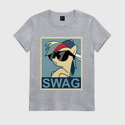 Футболка хлопковая женская Rainbow Dash swag, цвет: меланж