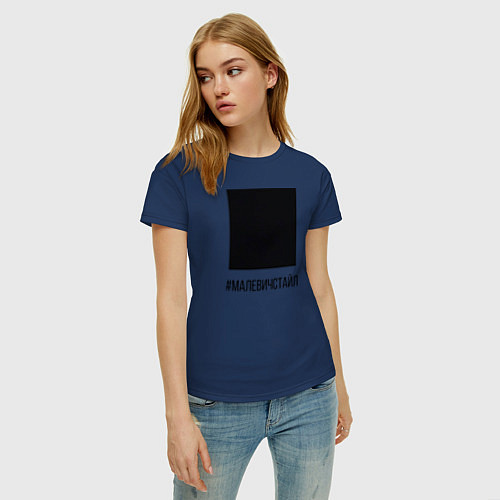 Женская футболка Квадрат / Тёмно-синий – фото 3