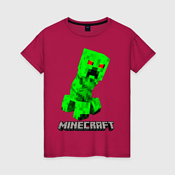 Футболка хлопковая женская MINECRAFT CREEPER, цвет: маджента