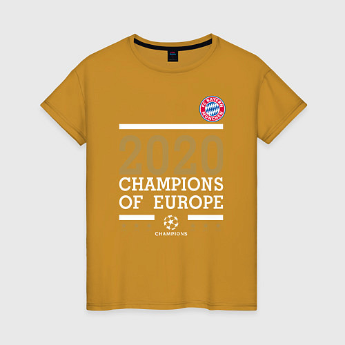 Женская футболка FC Bayern Munchen Champions of Europe 2020 / Горчичный – фото 1