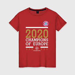 Футболка хлопковая женская FC Bayern Munchen Champions of Europe 2020, цвет: красный