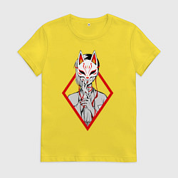 Футболка хлопковая женская Женщина в маске, цвет: желтый