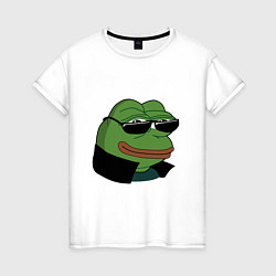 Футболка хлопковая женская Pepe в очках EZ, цвет: белый