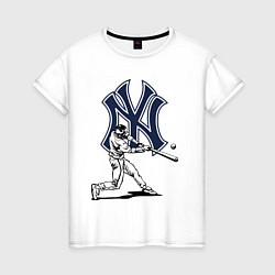 Футболка хлопковая женская New York Yankees - baseball team, цвет: белый