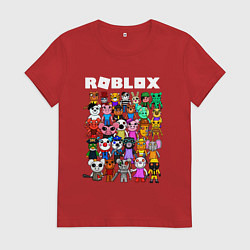 Футболка хлопковая женская ROBLOX PIGGY, цвет: красный