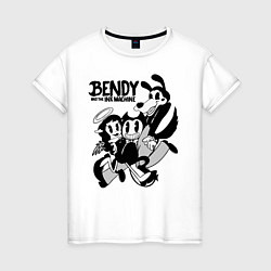 Футболка хлопковая женская Bendy And The Ink Machine, цвет: белый