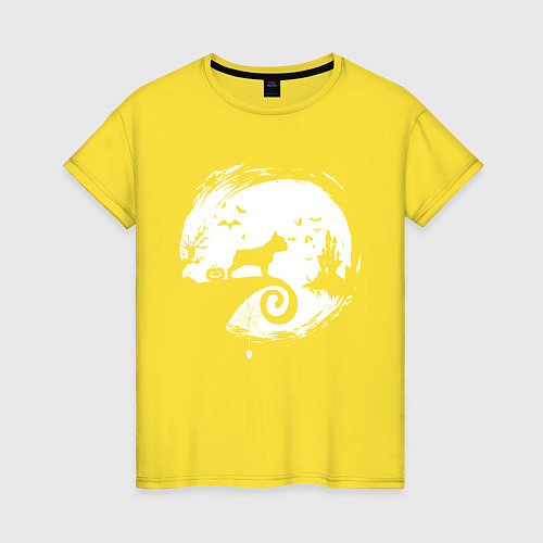 Женская футболка Полнолуние Французский бульдог / Желтый – фото 1