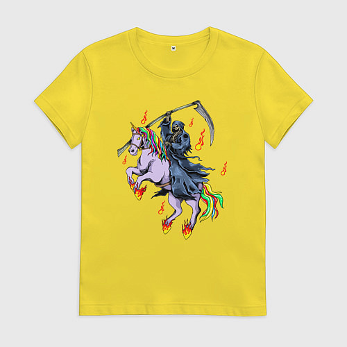 Женская футболка Смерть на единороге / Желтый – фото 1
