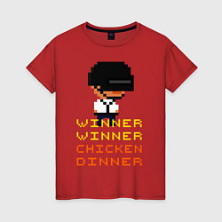Футболка хлопковая женская PUBG Winner Chicken Dinner, цвет: красный