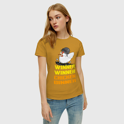 Женская футболка PUBG Winner Chicken Dinner / Горчичный – фото 3