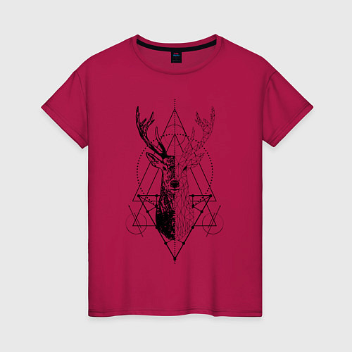 Женская футболка Polygonal deer / Маджента – фото 1