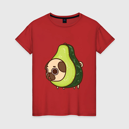 Женская футболка Мопс-авокадо / Красный – фото 1