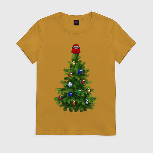 Женская футболка Among us елка / Горчичный – фото 1