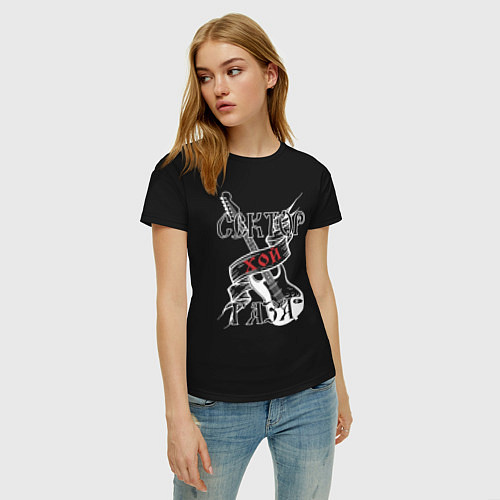 Женская футболка Сектор Газа советский рок - хой / Черный – фото 3
