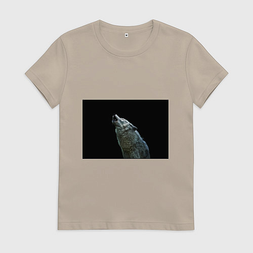 Женская футболка Воющий волк / Миндальный – фото 1