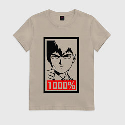 Футболка хлопковая женская Mob psycho 100 Z, цвет: миндальный