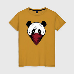 Футболка хлопковая женская Панда со шрамом, цвет: горчичный