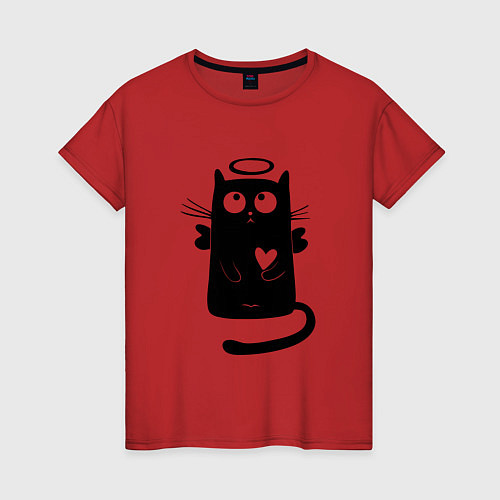 Женская футболка Влюблённый котейка / Красный – фото 1