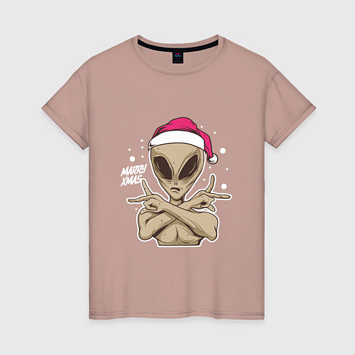 Женская футболка Alien Santa / Пыльно-розовый – фото 1