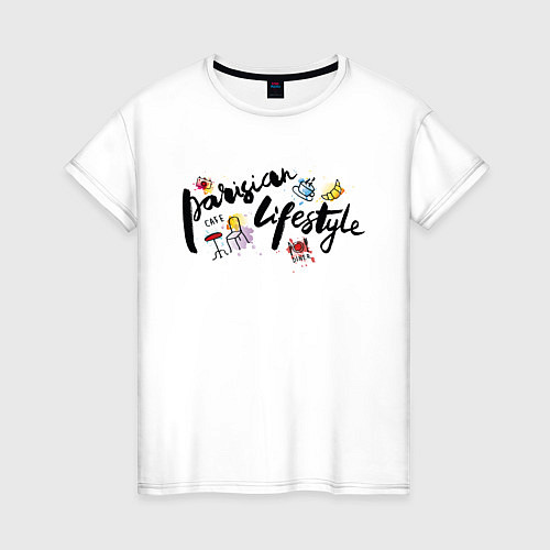 Женская футболка Парижское кафе / Белый – фото 1
