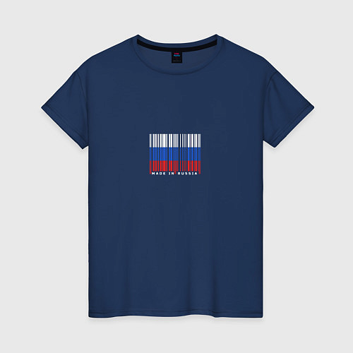 Женская футболка Made in Russia штрих код / Тёмно-синий – фото 1