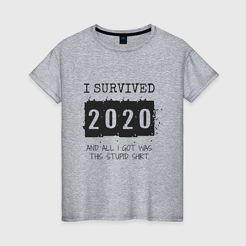 Женская футболка 2020 - я выжил / Меланж – фото 1