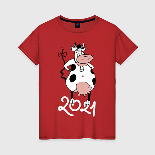 Женская футболка Корова 2021 / Красный – фото 1