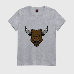 Футболка хлопковая женская Бык, цвет: меланж