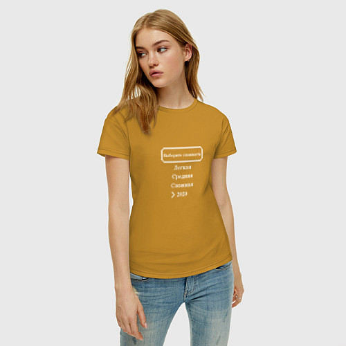 Женская футболка 2020 Выбор сложности / Горчичный – фото 3
