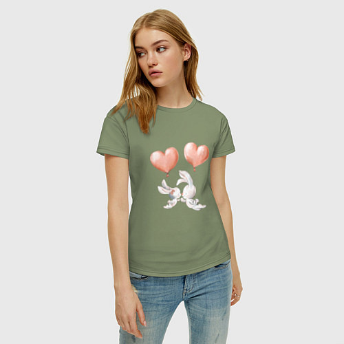 Женская футболка Пара влюбленных зайчиков / Авокадо – фото 3