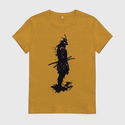 Футболка хлопковая женская Теневой самурай, цвет: горчичный
