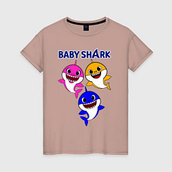 Футболка хлопковая женская Baby Shark, цвет: пыльно-розовый