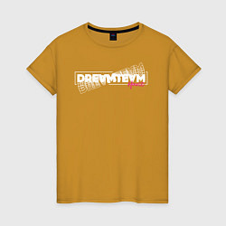 Футболка хлопковая женская Logo DreamTeam House, цвет: горчичный