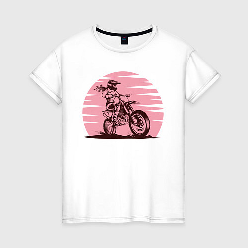 Женская футболка Мотоциклист / Белый – фото 1