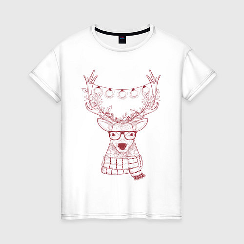 Женская футболка Рождественский олень / Белый – фото 1