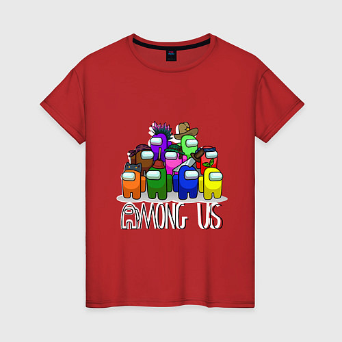 Женская футболка AMONG US - Большая компания! / Красный – фото 1