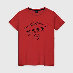 Футболка хлопковая женская Diego Maradona Автограф, цвет: красный