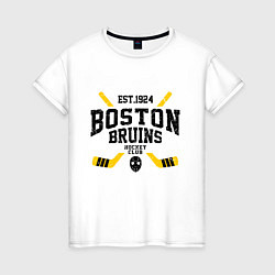 Футболка хлопковая женская Бостон Брюинз, цвет: белый