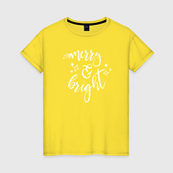Футболка хлопковая женская Merry & bright, цвет: желтый