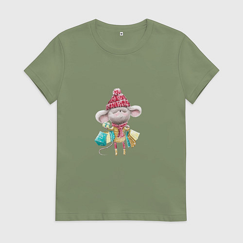 Женская футболка Мышка с подарками / Авокадо – фото 1