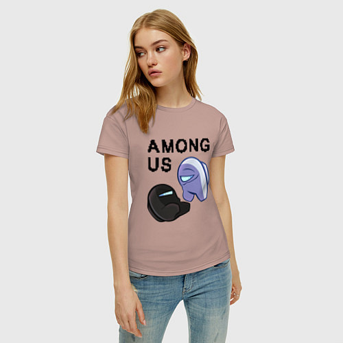 Женская футболка AMONG US - Кто Импостор? / Пыльно-розовый – фото 3